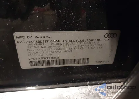 2016 Audi A8 L 3.0T z USA, uszkodzony, nr VIN WAU34AFD6GN009538